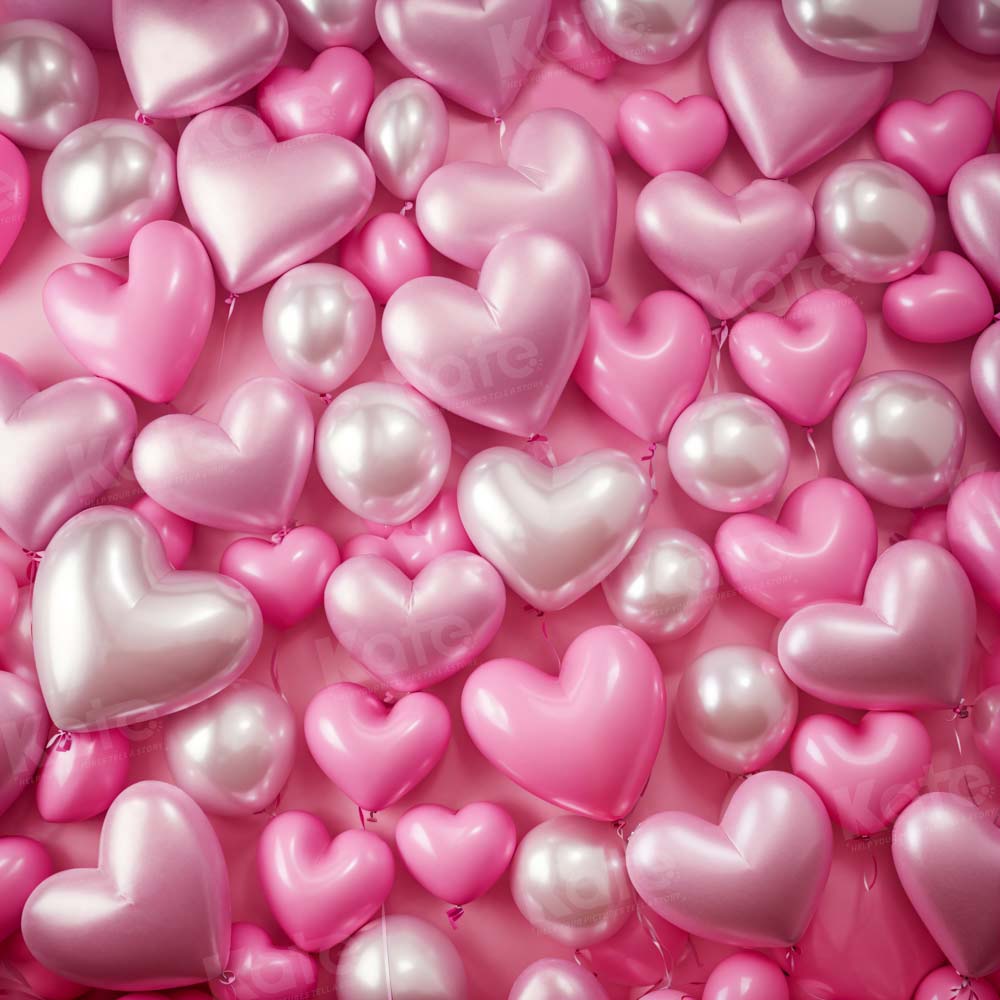 Kate Valentine's Day Pink Love Balloon Backdrop Designed by Emetselch