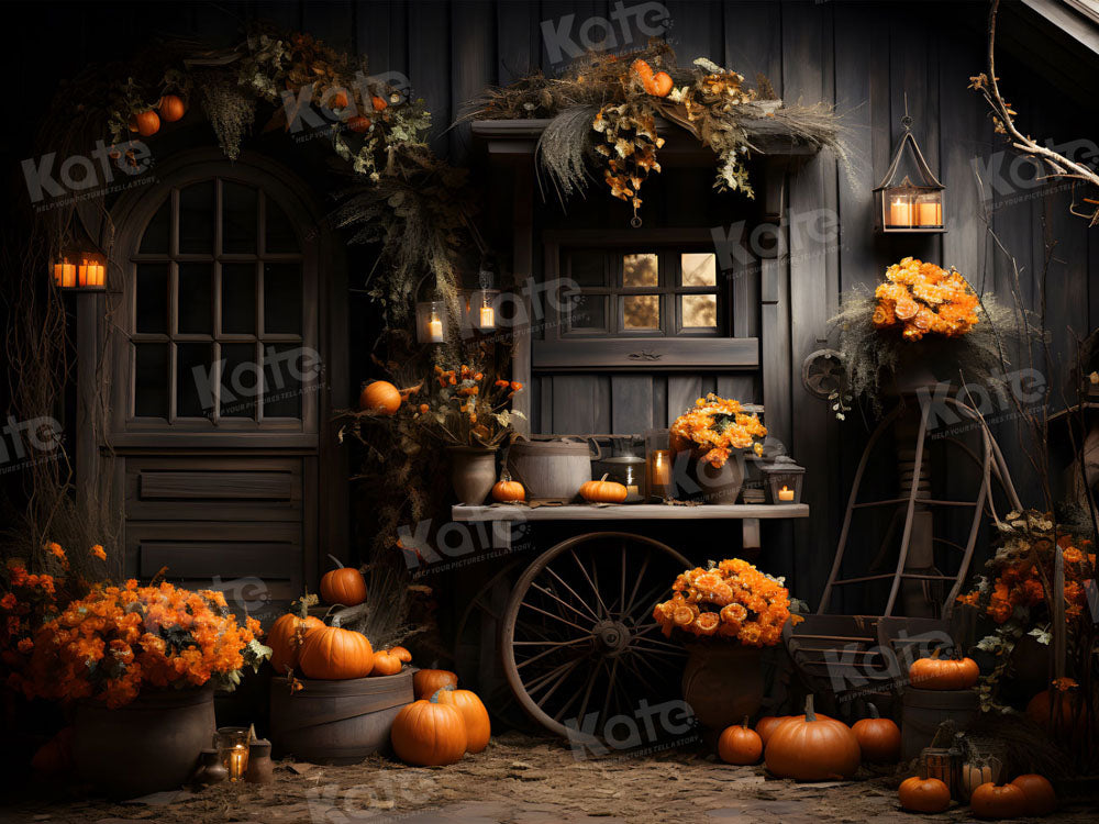 Kate Autumn/Fall Pumpkin Black Room Backdrop for Photography