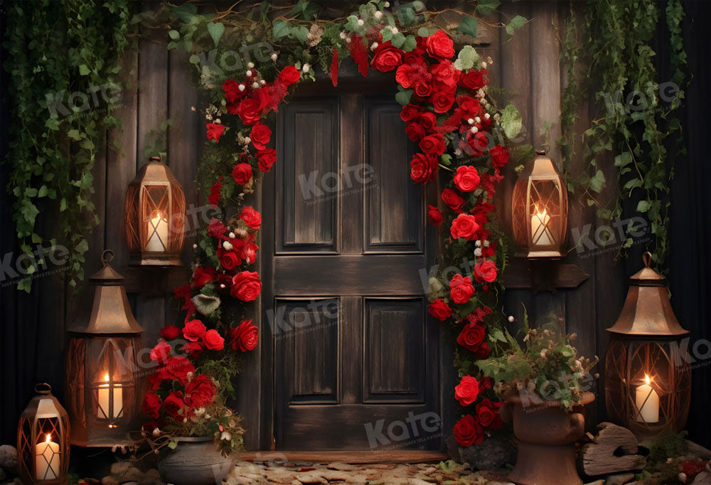 Kate Valentine's Day Rose Arch Old Door Backdrop for Photography