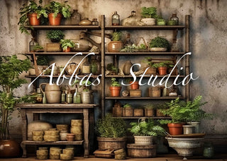 Kate Spring Old Greenhouse Wall Printed Backdrop Designed by Abbas Studio