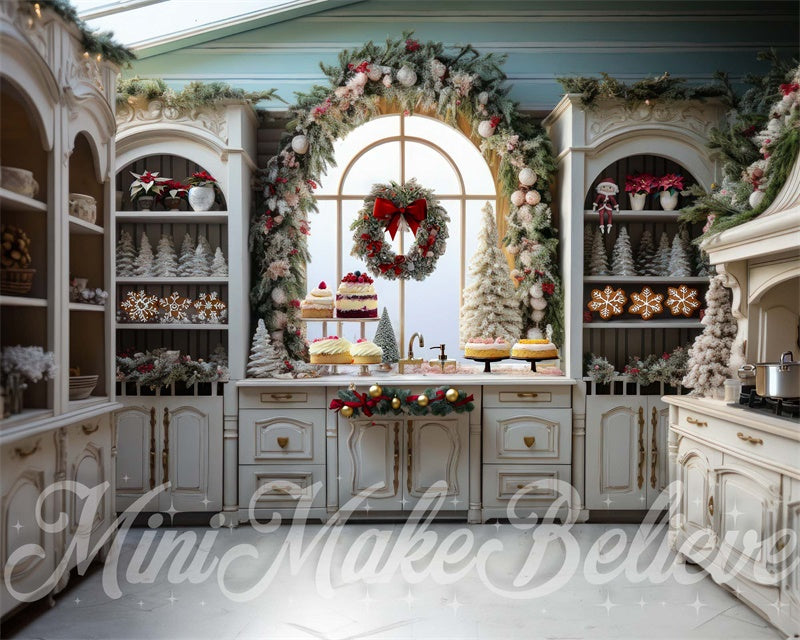 Kate Boho Muted Eclectic Winter Christmas Kitchen Backdrop Designed by Mini MakeBelieve