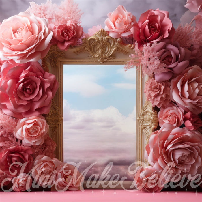 Romantic Pink Floral Window Backdrop