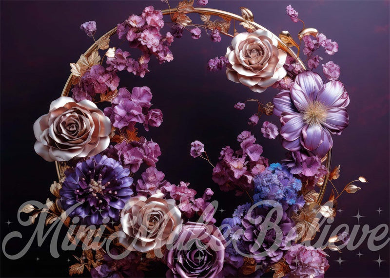 RTS Kate Fine Art Floral Gold Frame Maternity Girl Backdrop Designed by Mini MakeBelieve