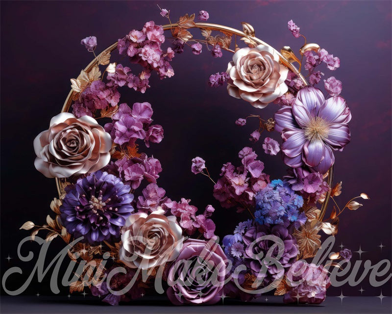 RTS Kate Fine Art Floral Gold Frame Maternity Girl Backdrop Designed by Mini MakeBelieve