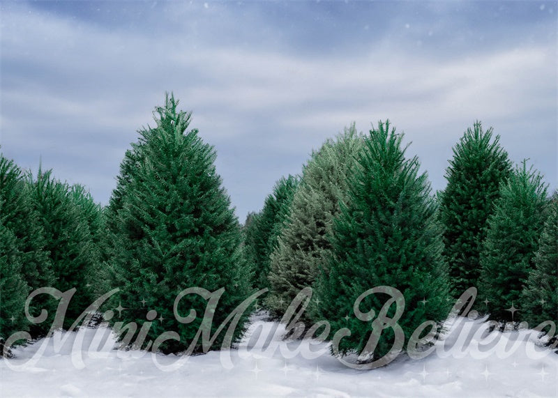 Kate Christmas Pine Trees Backdrop Designed by Mini MakeBelieve