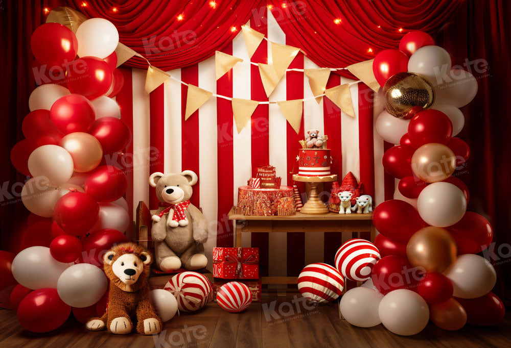 Festive Red White Carnival Party Backdrop