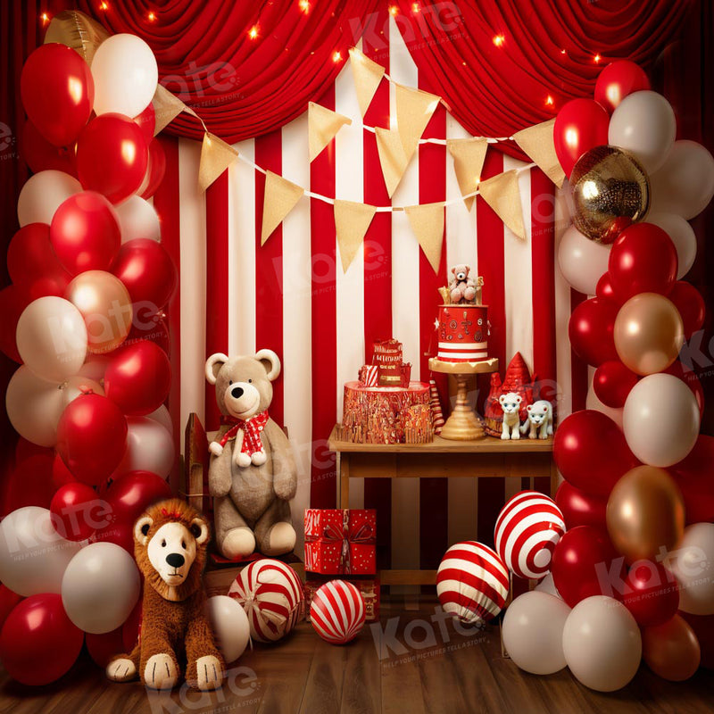 Festive Red White Carnival Party Backdrop