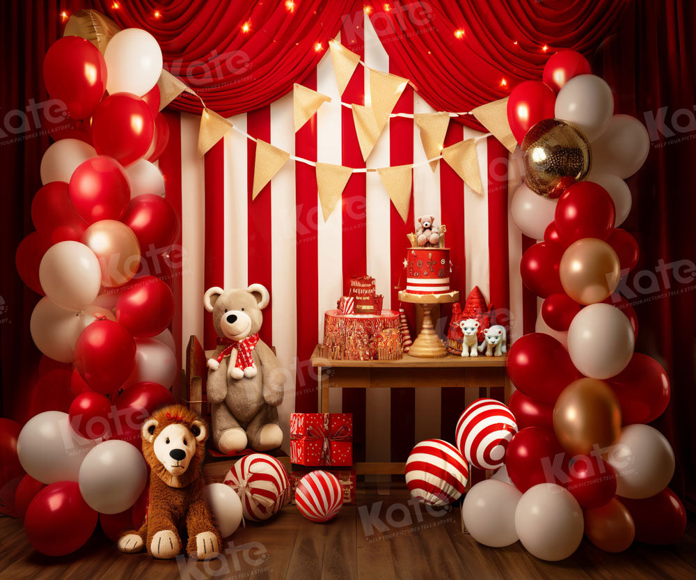 Kate Teddy Bear Red Balloon Backdrop Designed by Emetselch
