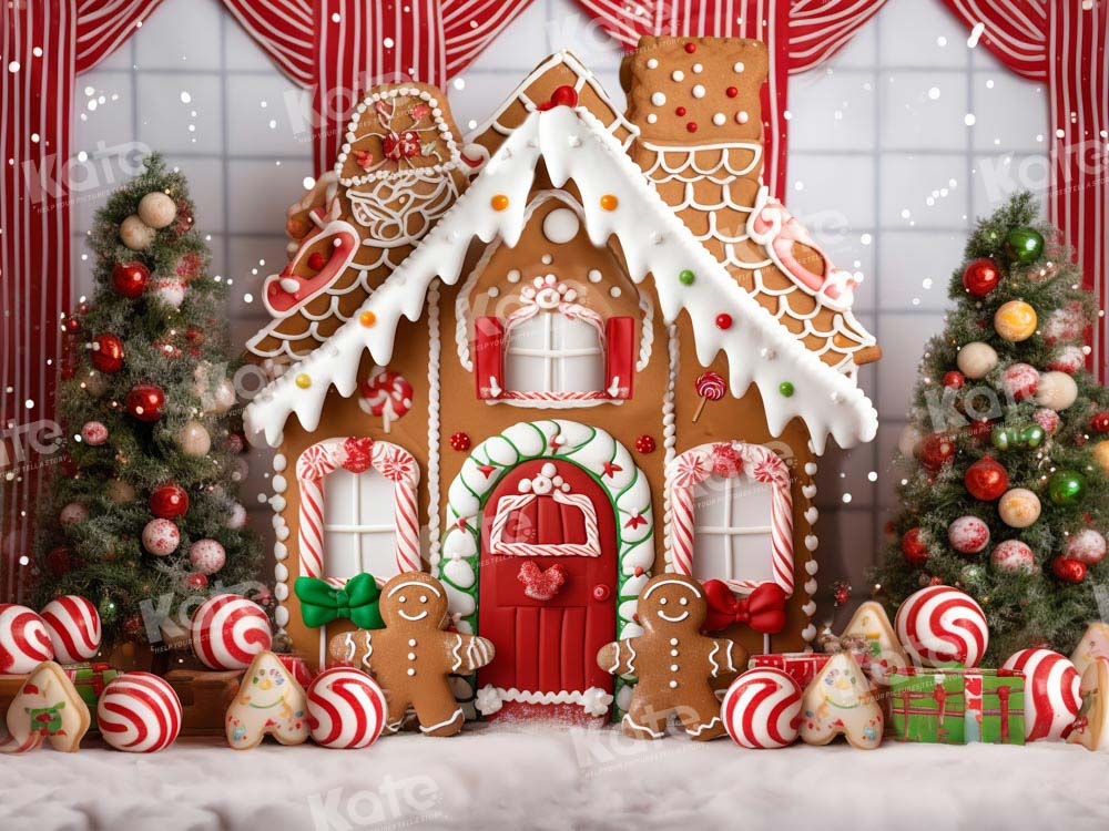 Kate Christmas Gingerbread House Candy Cookie Backdrop Designed by Chain Photography