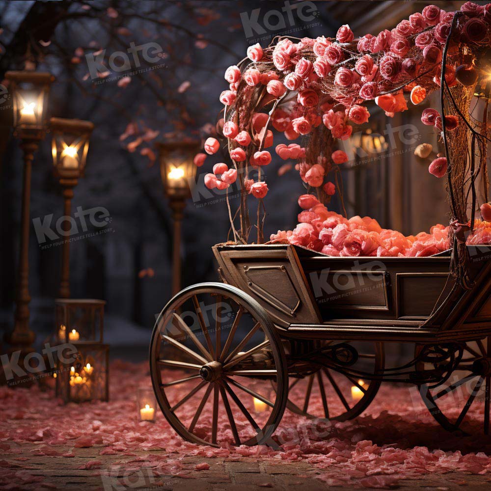 Kate Valentine's Day Street Rose Cart in Night Backdrop for Photography