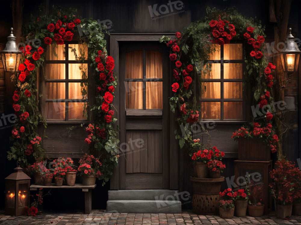 Kate Valentine's Day House with Rose Night Backdrop for Photography