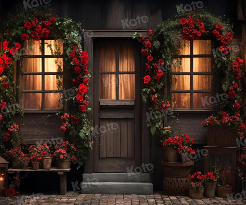 Kate Valentine's Day House with Rose Night Backdrop for Photography