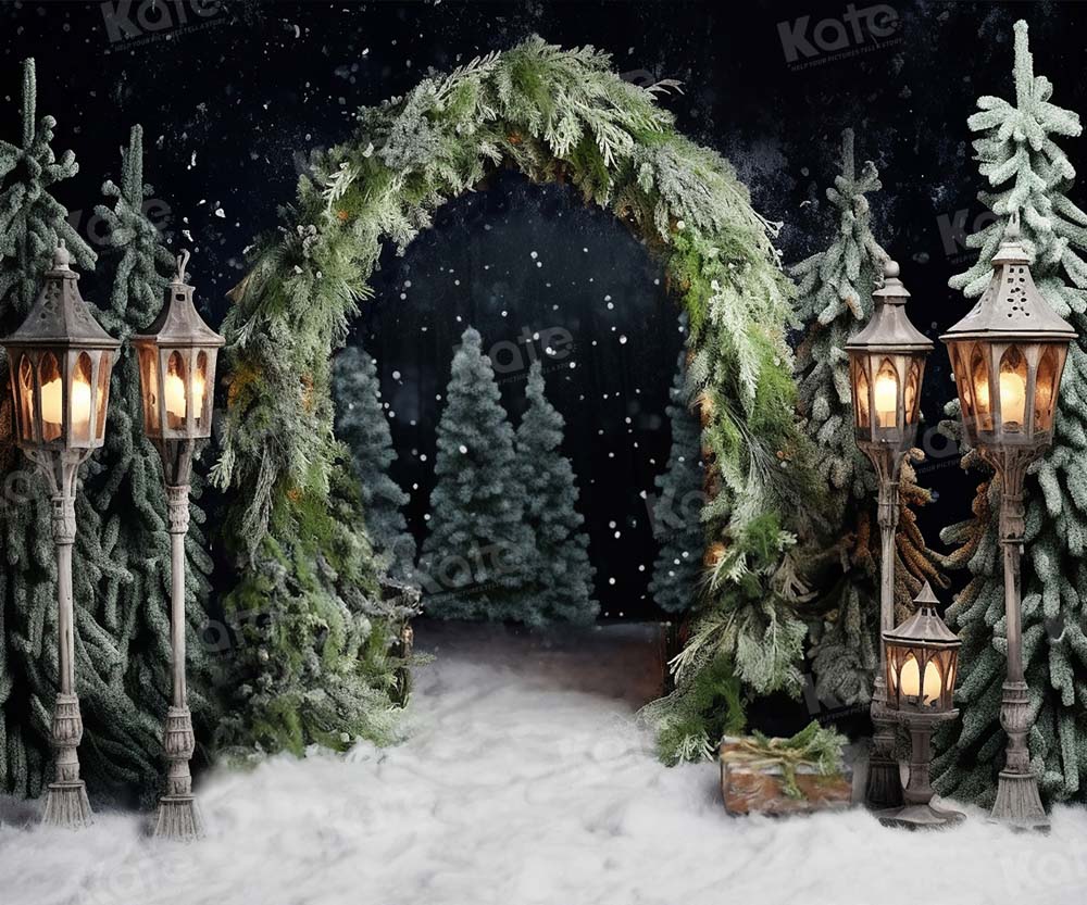Kate Christmas Outdoor Arch Tree Night Backdrop for Photography