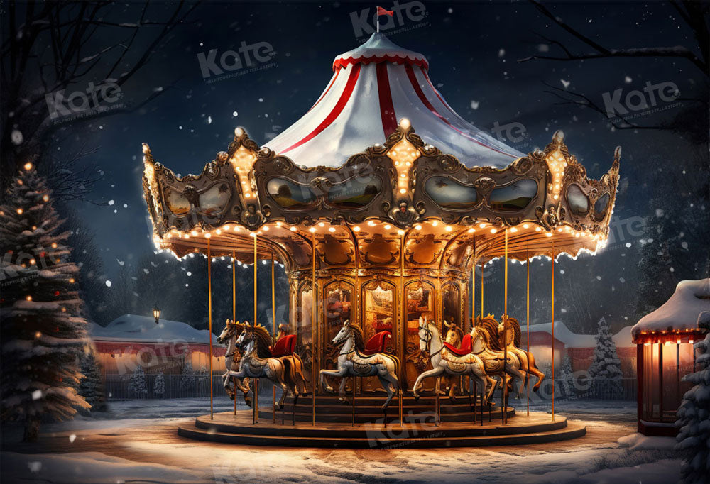 Kate Christmas Carousel Backdrop for Photography