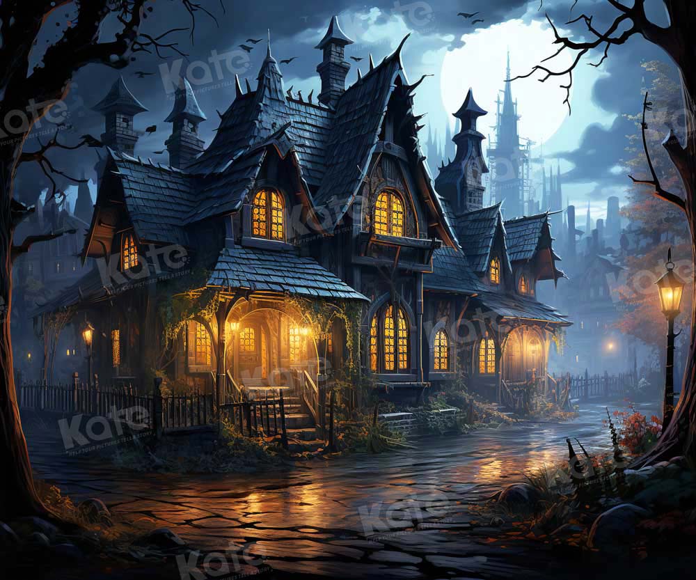 Kate Halloween Castle House in Night Backdrop Designed by GQ