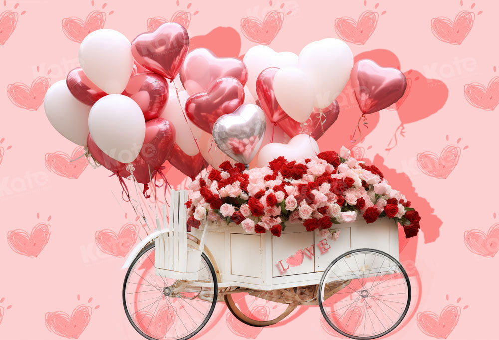 Kate Valentine's Day Love Balloon Rose Tricycle Backdrop Designed by Chain Photography