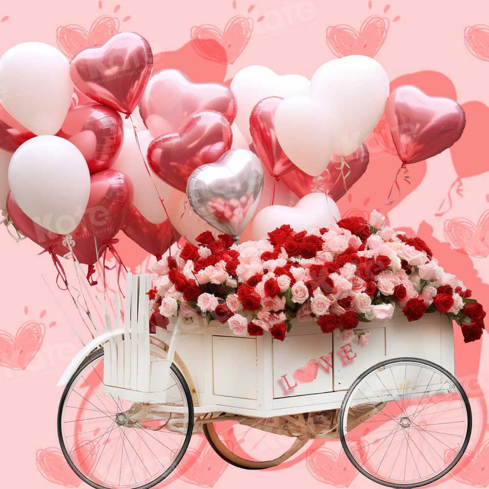 Kate Valentine's Day Love Balloon Rose Tricycle Backdrop Designed by Chain Photography