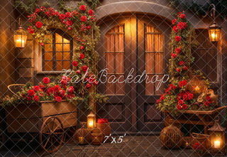 Kate Valentine's Day Rose Store Night Printed Backdrop Designed by Emetselch