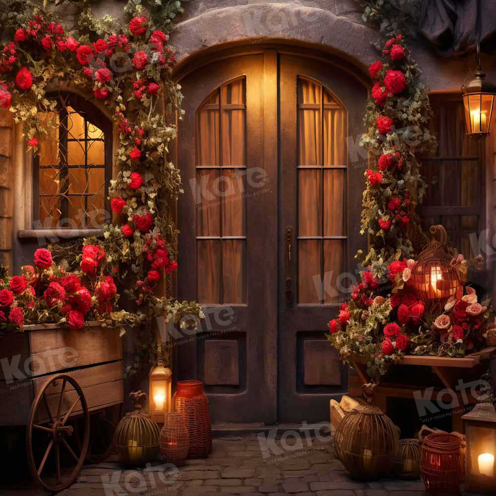 Kate Valentine's Day Rose Store Night Backdrop Designed by Emetselch