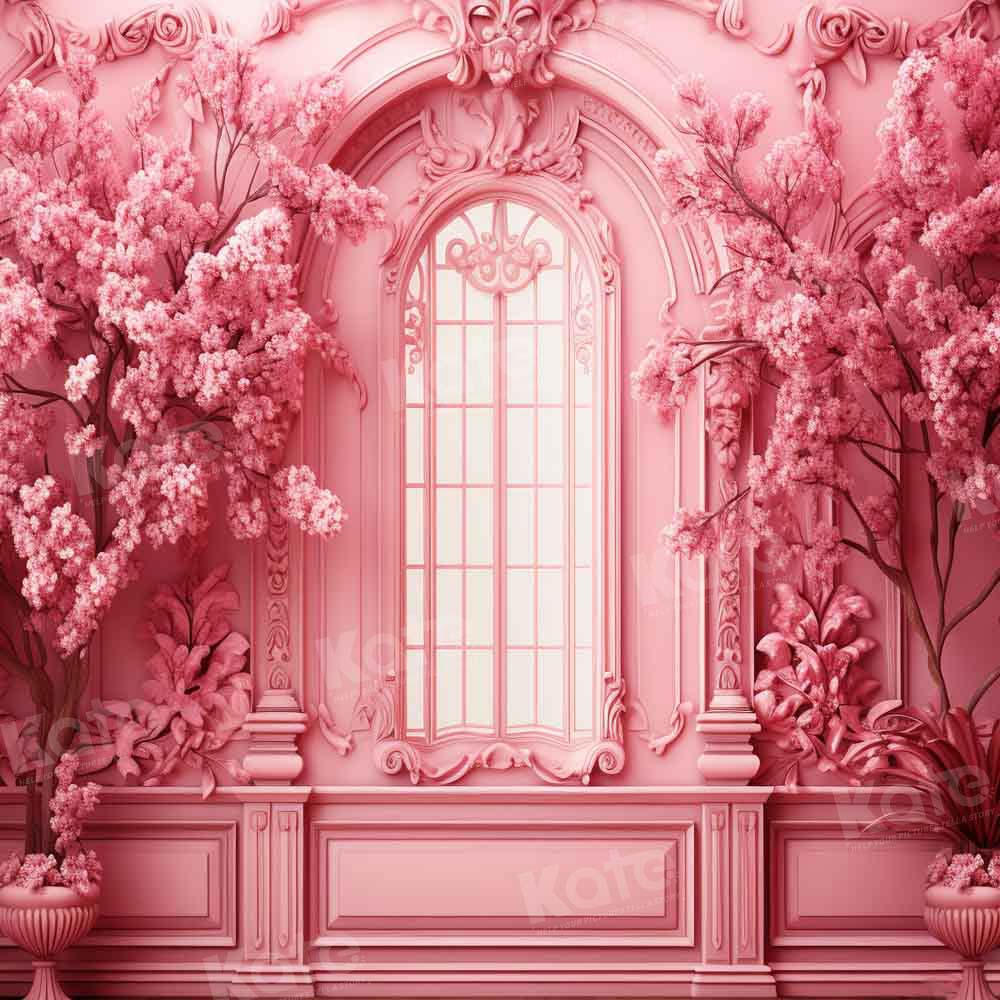 Kate Valentine's Day Pink Flower Wall Backdrop Designed by Chain Photography