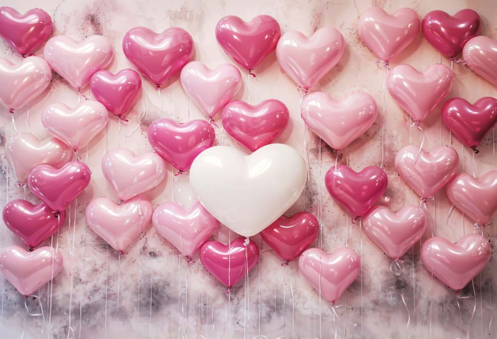 Kate Valentine's Day Pink and White Love Heart Balloon Backdrop Designed by Emetselch