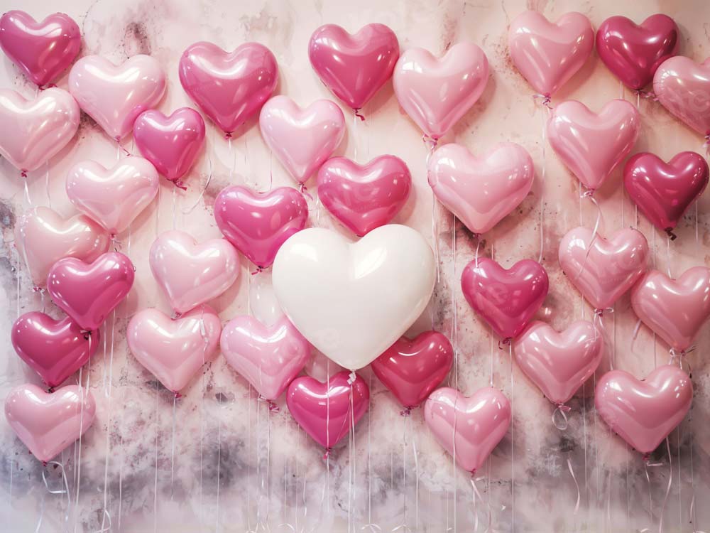 Kate Valentine's Day Pink and White Love Heart Balloon Backdrop Designed by Emetselch