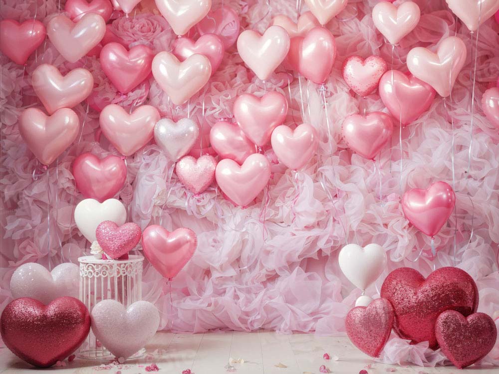 Kate Valentine's Day Pink Love Heart Balloon Romantic Room Backdrop Designed by Emetselch
