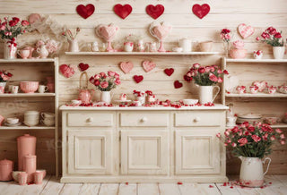 Kate Valentine's Day Beige Kitchen Printed Backdrop Designed by Emetselch