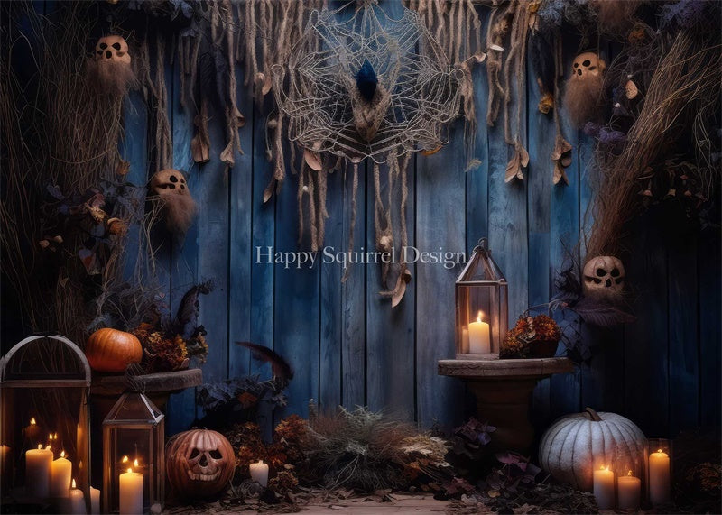 Kate Halloween Ghost Skull Pumpkin Candle Backdrop Designed by Happy Squirrel Design