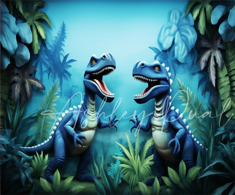 Kate Blue Dinosaur Adventure Backdrop Designed by Ashley Paul