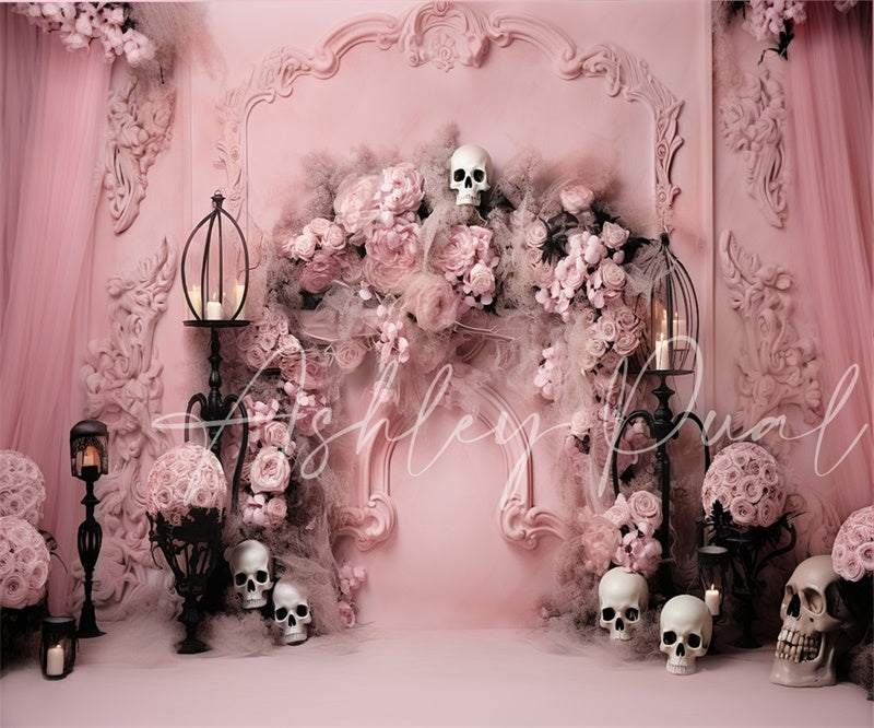 Kate Pink Day of the Dead Backdrop Designed by Ashley Paul