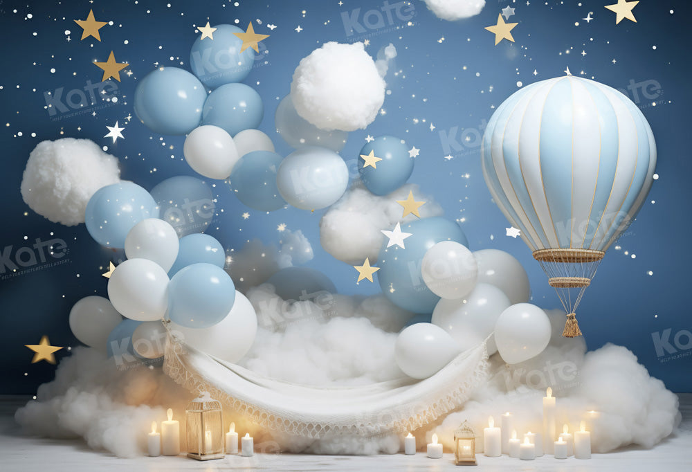 Kate Cake Smash Sweet Dream Hot Air Balloon Backdrop Designed by Chain Photography