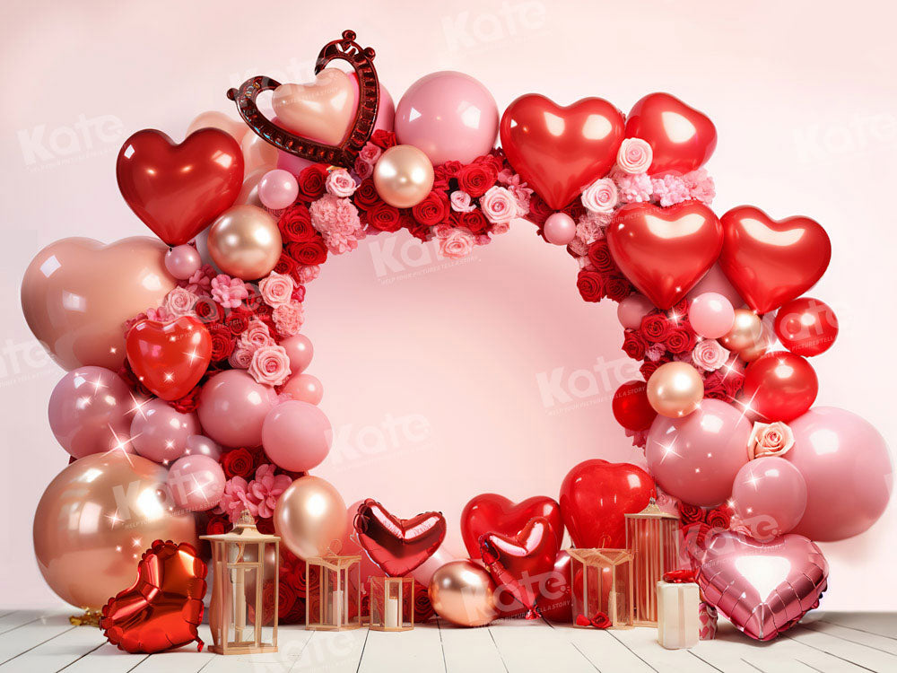 Kate Valentine's Day Red Love Heart Balloon Backdrop Designed by Chain Photography