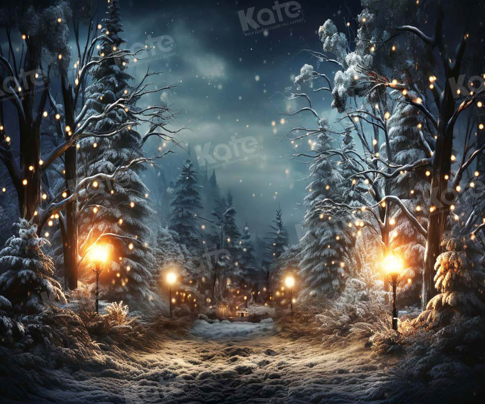 Kate Outdoor Christmas Tree Night Backdrop for Photography