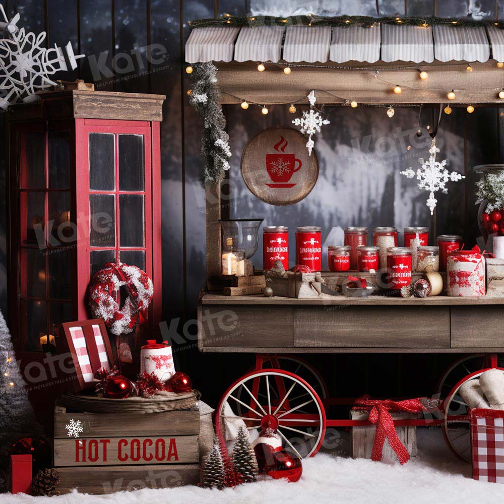 Kate Christmas Hot Cocoa Backdrop for Photography