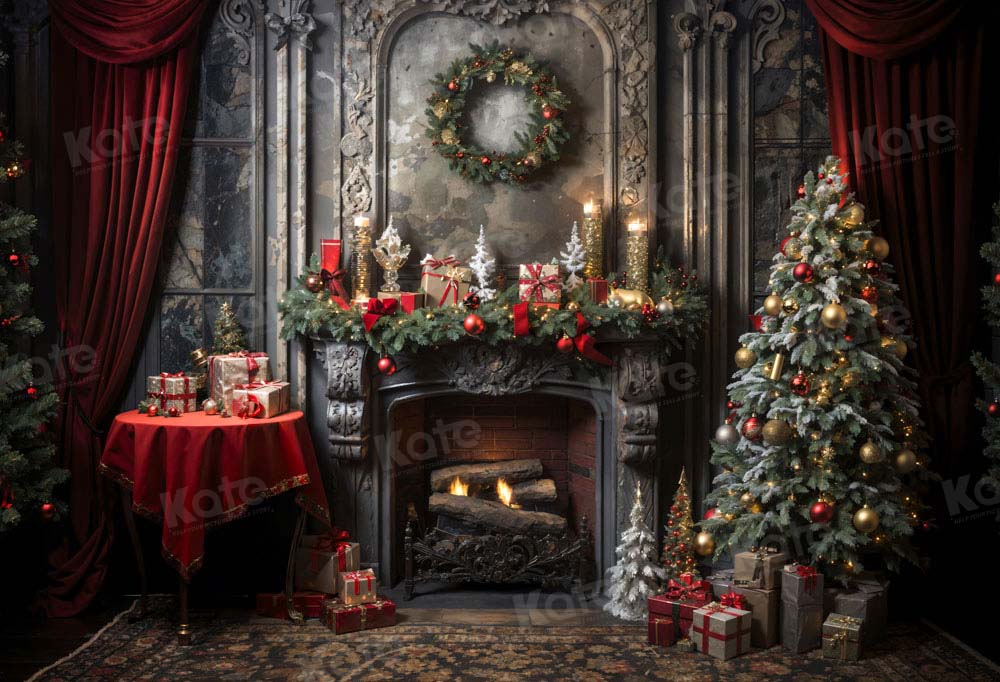 Kate Christmas Victorian Room Fireplace Backdrop Designed by Emetselch