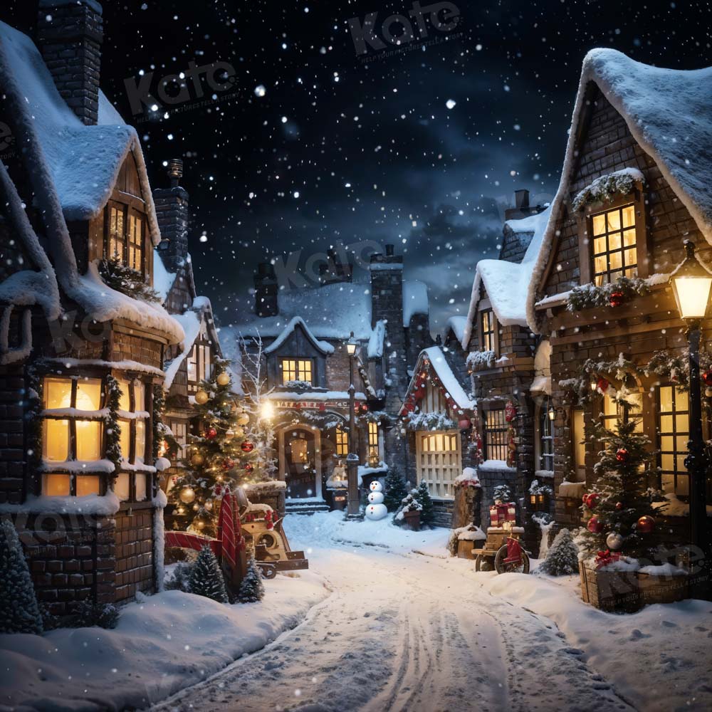 Kate Christmas Snowy Street in Night Backdrop Designed by Emetselch