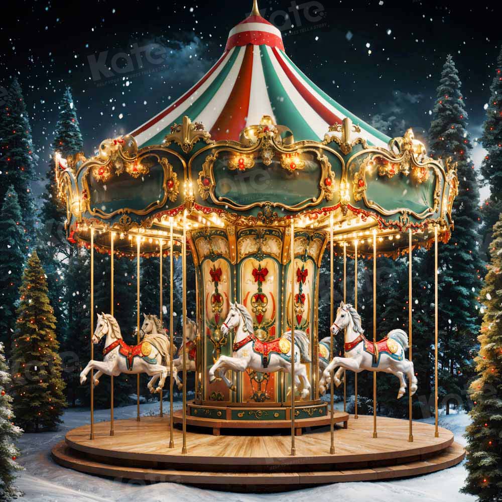 Kate Christmas Carousel Backdrop Designed by Chain Photography