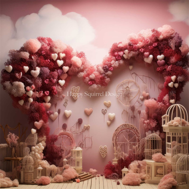 Kate Valentine's Day Bird Cage Hearts Backdrop Designed by Happy Squirrel Design