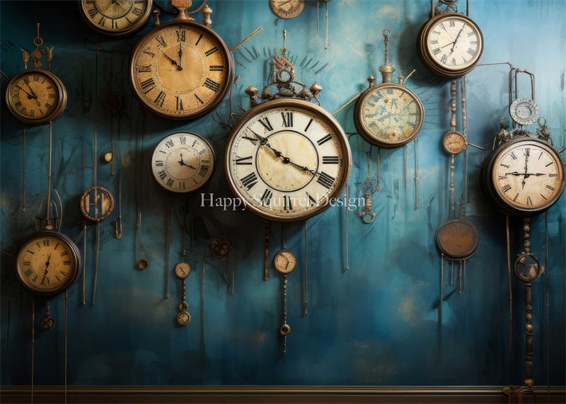 Kate Grunge Clocks Backdrop Designed by Happy Squirrel Design