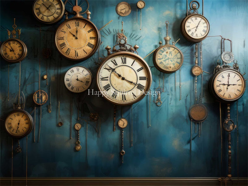 Kate Grunge Clocks Backdrop Designed by Happy Squirrel Design