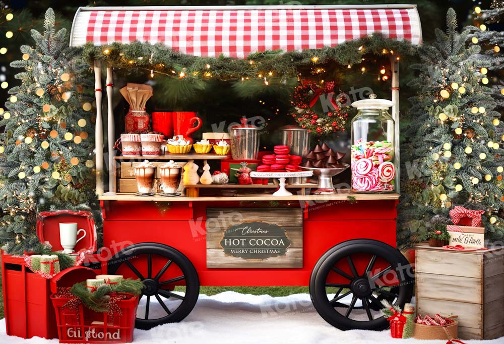 Kate Christmas Hot Cocoa Shop Cart Backdrop Designed by Emetselch