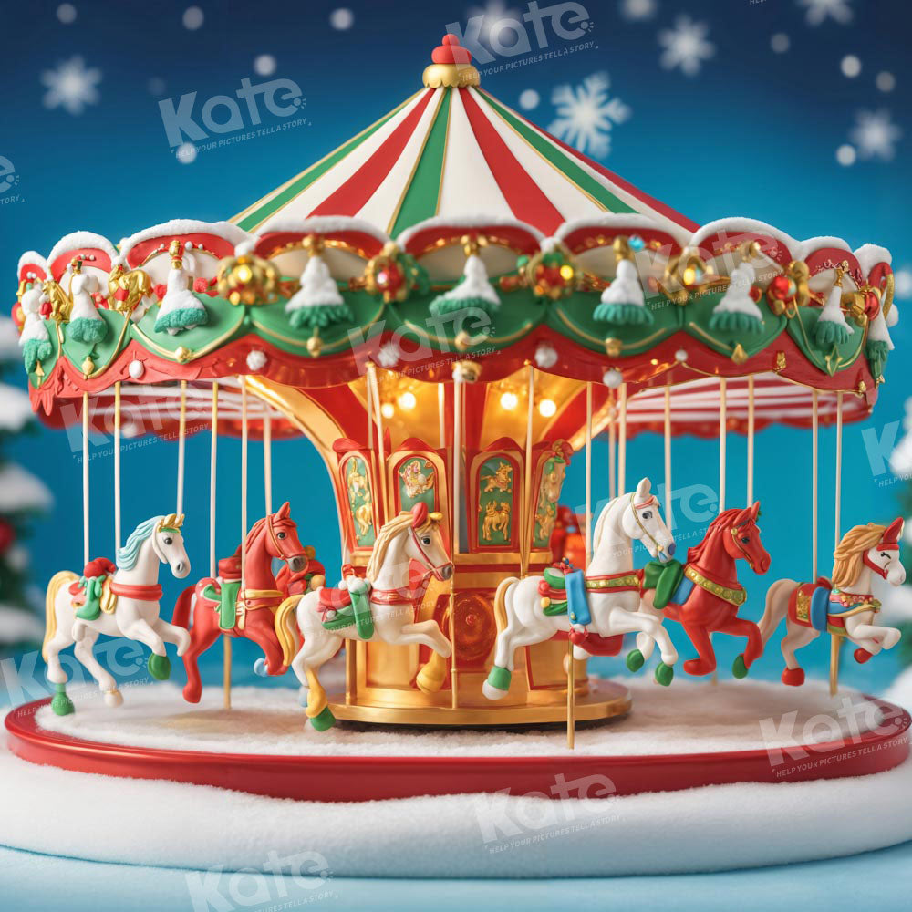 Kate Christmas Carousel Backdrop for Photography