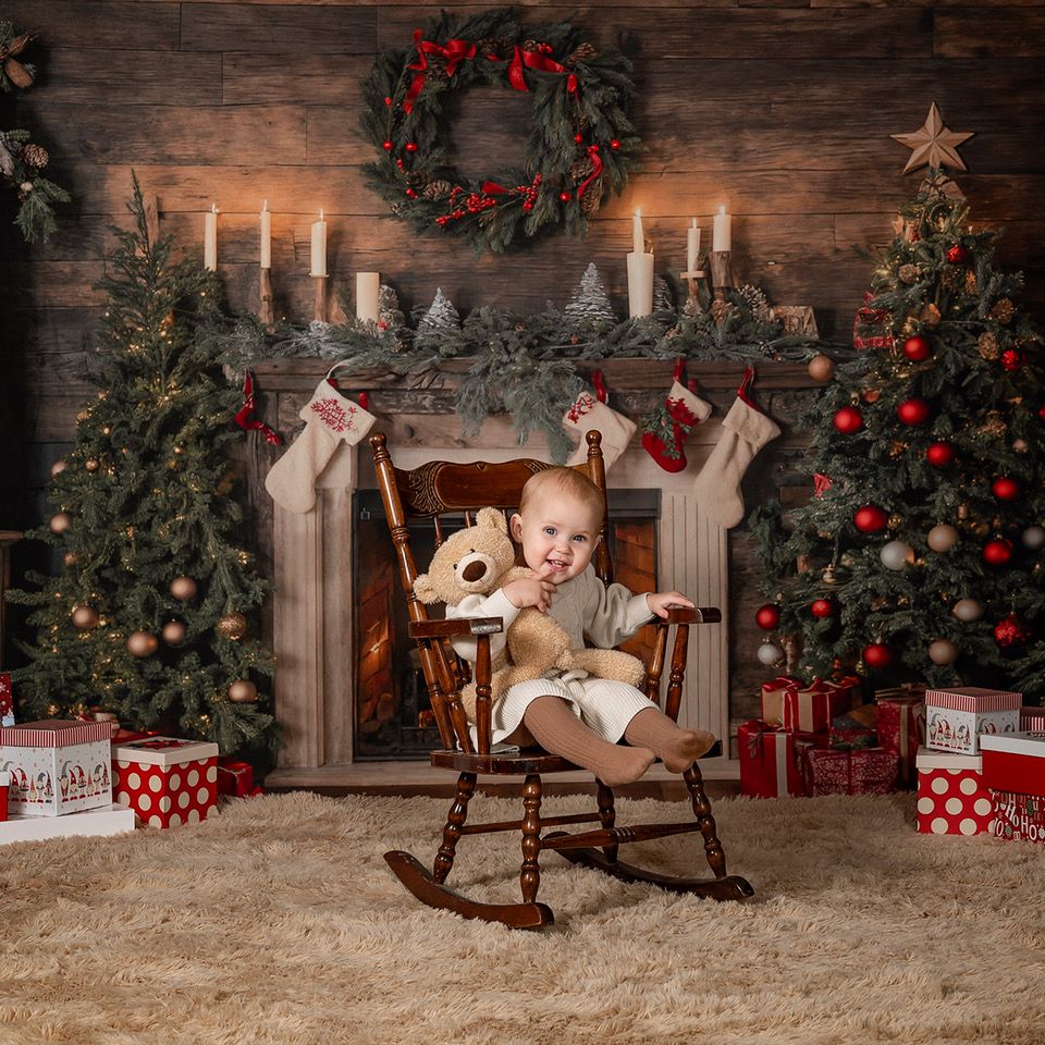 Kate Christmas Santa Room Fireplace Socks Printed Backdrop for Photography