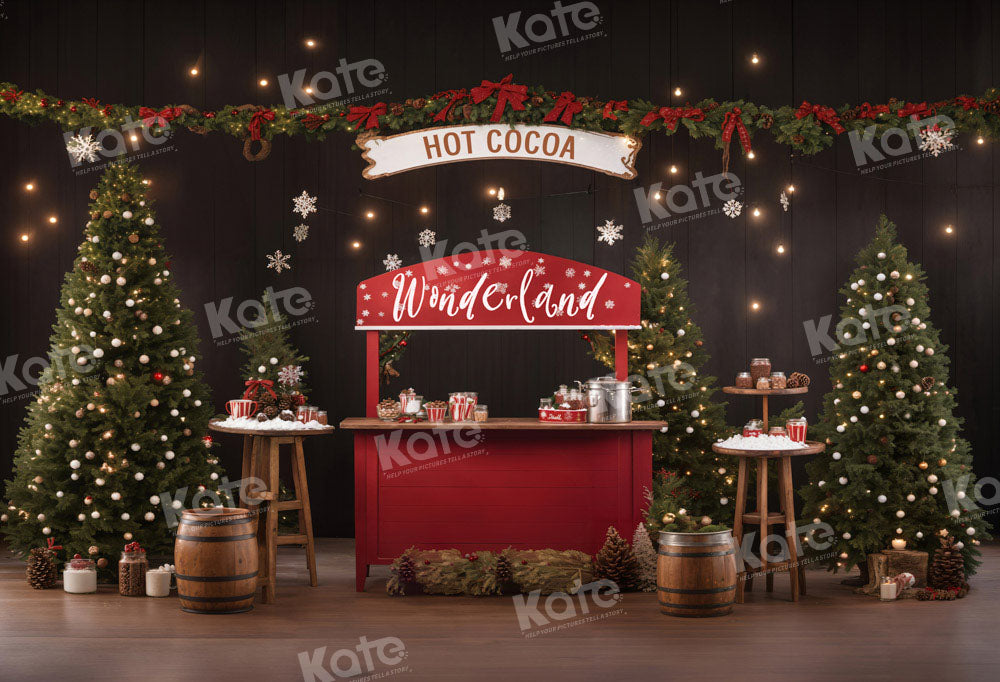 Kate Christmas Hot Cocoa Wonderland Red Backdrop for Photography