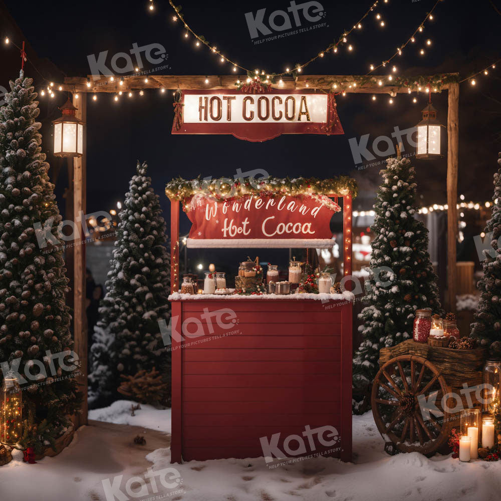 Kate Christmas Hot Cocoa Red Backdrop for Photography