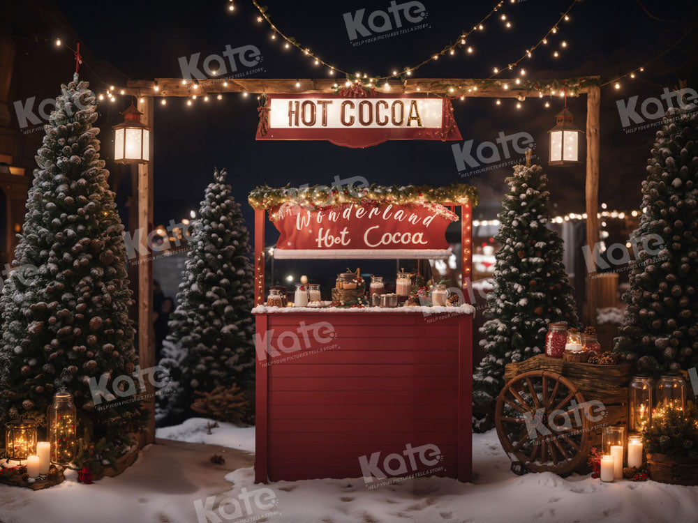 Kate Christmas Hot Cocoa Red Backdrop for Photography