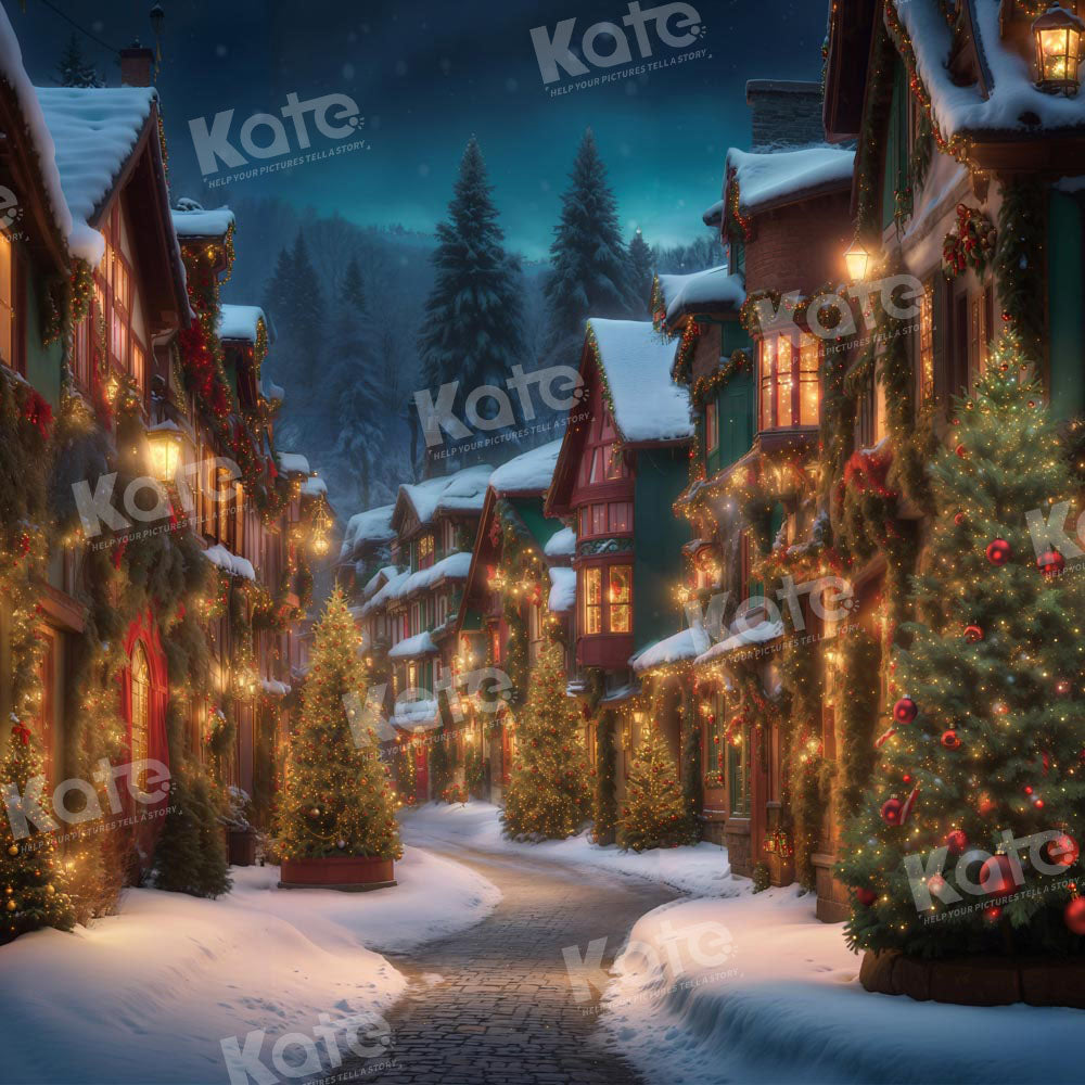 Kate Christmas Street in Night Backdrop for Photography