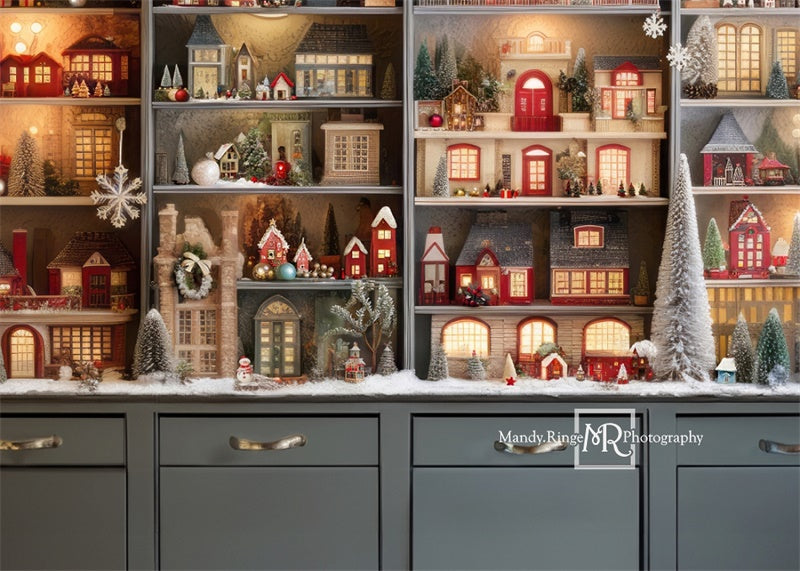 Kate Christmas Village Cabinet Backdrop Designed by Mandy Ringe Photography