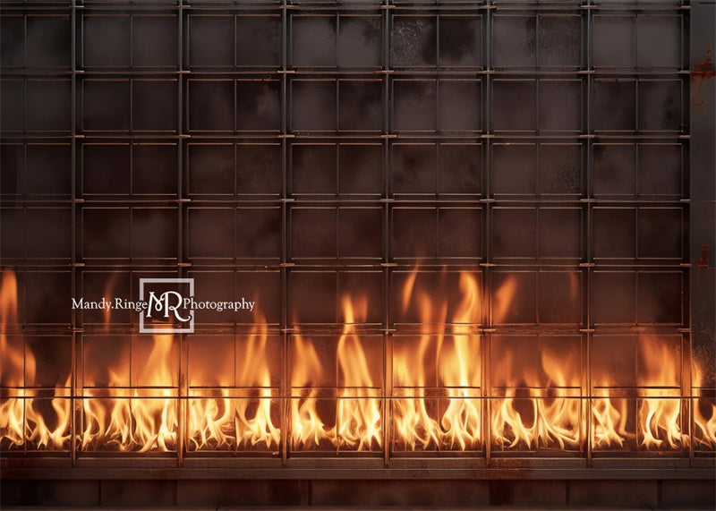 Kate Industrial Wall with Fire Backdrop Designed by Mandy Ringe Photography